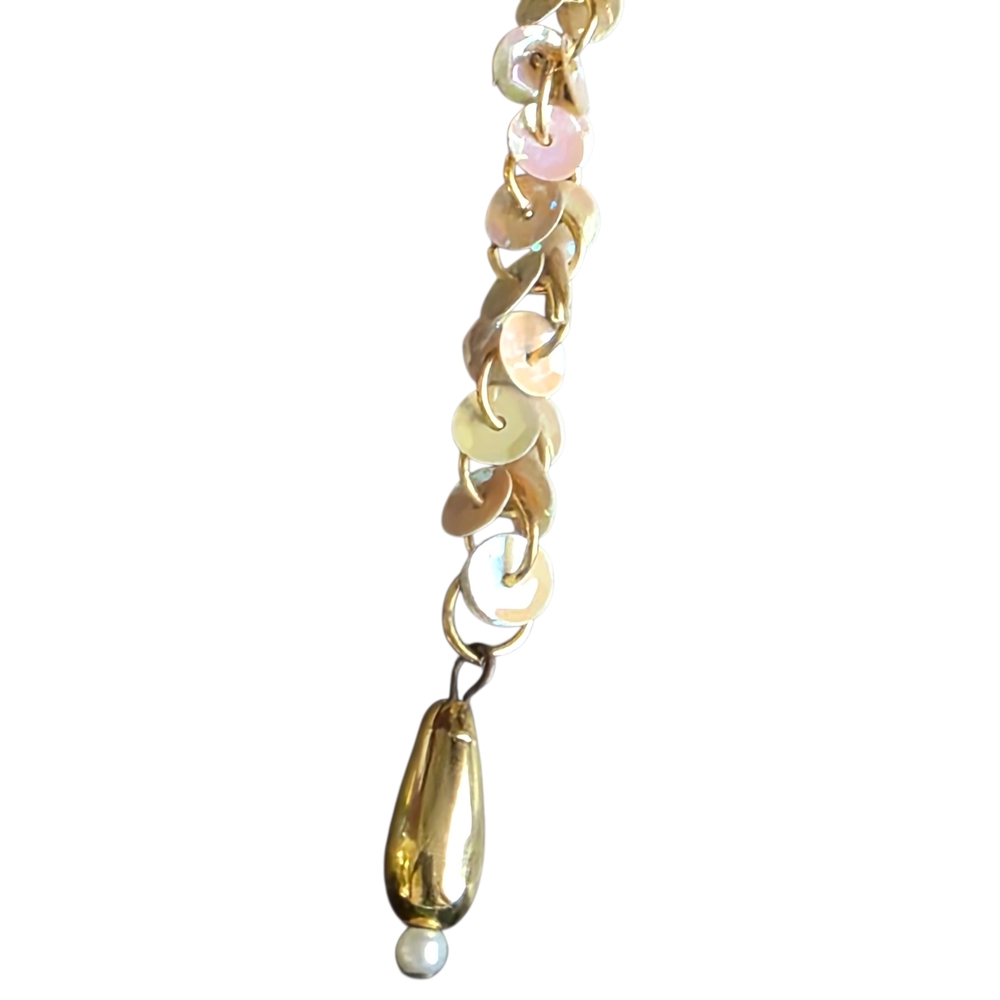 Gold Sequin Dangle Earrings - Picture 4 of 5